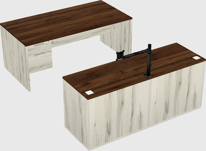 Parallel desk with credenza