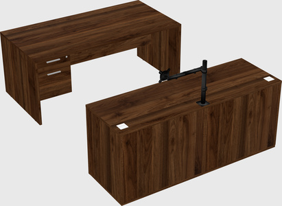 Parallel desk with credenza