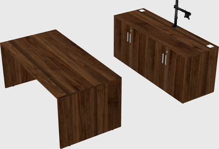 Parallel desk with credenza