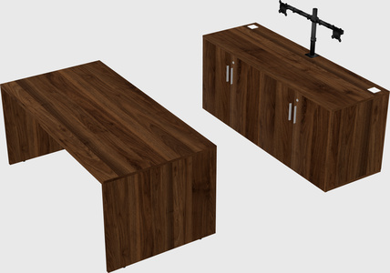 Parallel desk with credenza