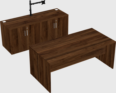 Parallel desk with credenza