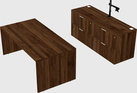Parallel desk with credenza