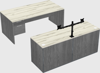 Parallel desk with credenza