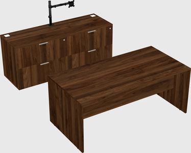 Parallel desk with credenza
