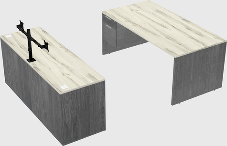 Parallel desk with credenza