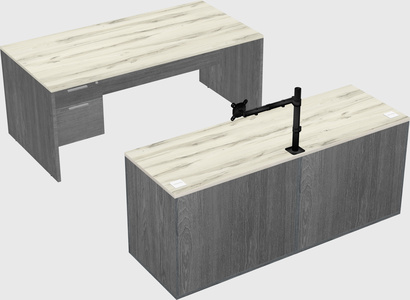 Parallel desk with credenza