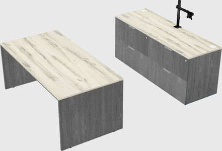 Parallel desk with credenza