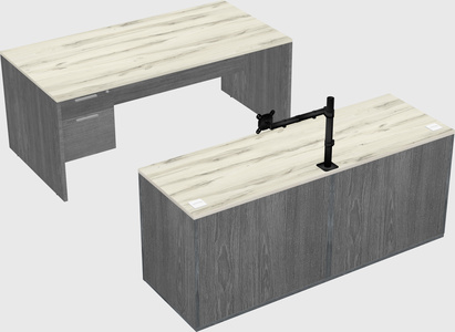 Parallel desk with credenza