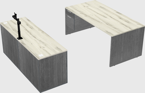 Parallel desk with credenza