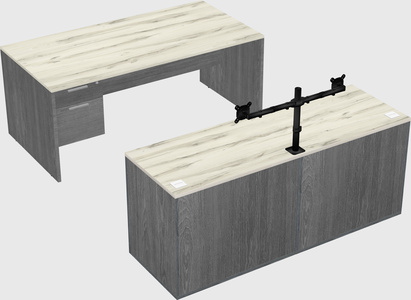 Parallel desk with credenza