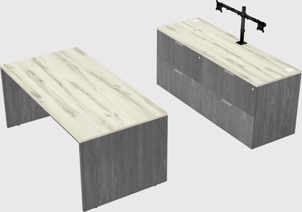 Parallel desk with credenza