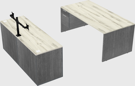 Parallel desk with credenza