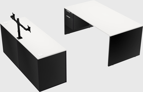 Parallel desk with credenza