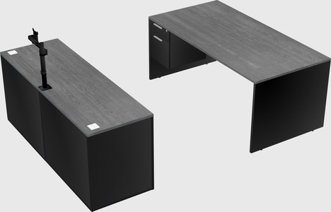 Parallel desk with credenza
