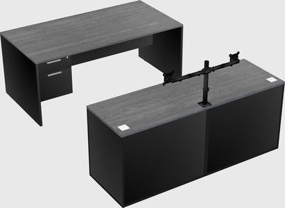 Parallel desk with credenza