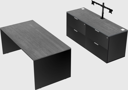 Parallel desk with credenza