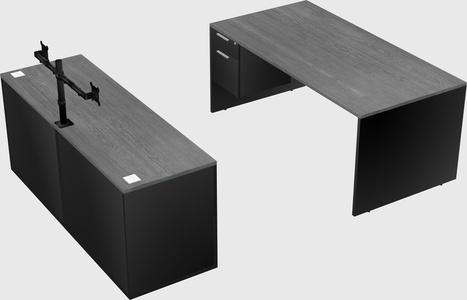 Parallel desk with credenza