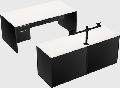 Parallel desk with credenza
