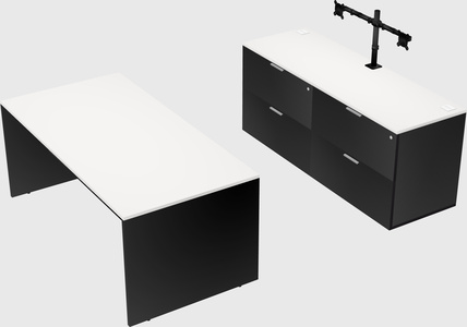 Parallel desk with credenza