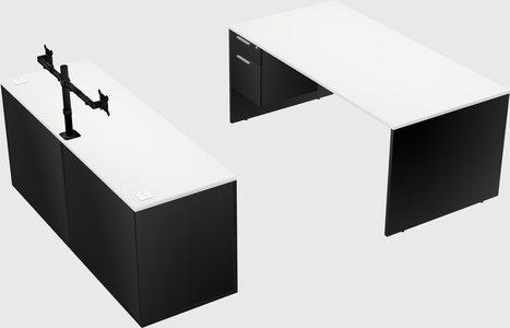 Parallel desk with credenza