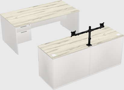 Parallel desk with credenza