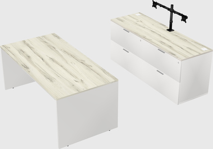Parallel desk with credenza