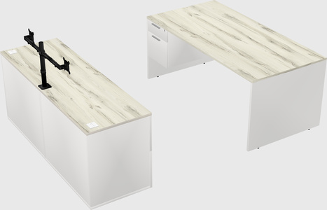 Parallel desk with credenza