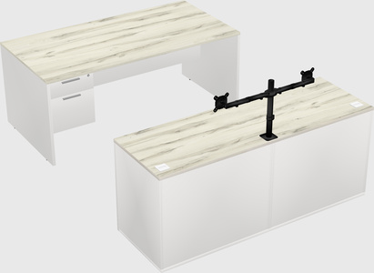Parallel desk with credenza