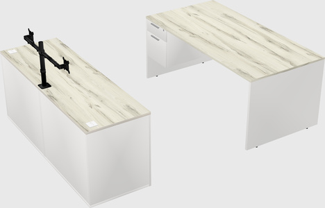 Parallel desk with credenza