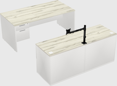 Parallel desk with credenza