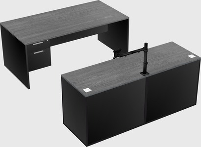 Parallel desk with credenza