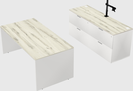 Parallel desk with credenza