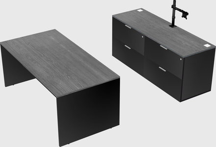 Parallel desk with credenza