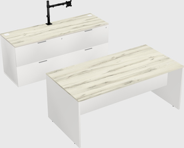 Parallel desk with credenza