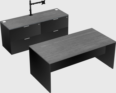 Parallel desk with credenza