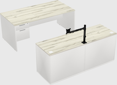 Parallel desk with credenza