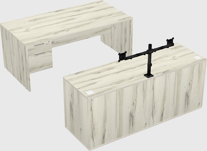 Parallel desk with credenza