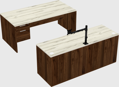 Parallel desk with credenza