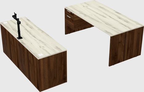Parallel desk with credenza