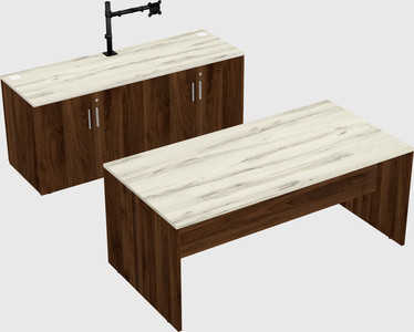 Parallel desk with credenza