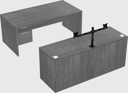 Parallel desk with credenza