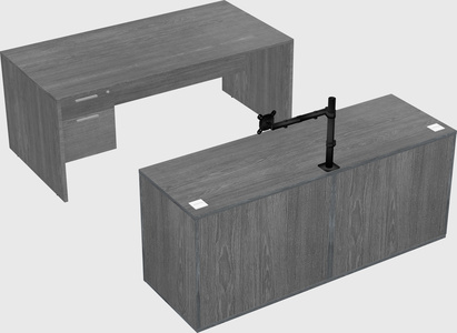 Parallel desk with credenza