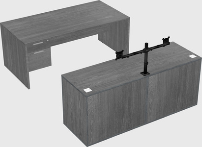 Parallel desk with credenza