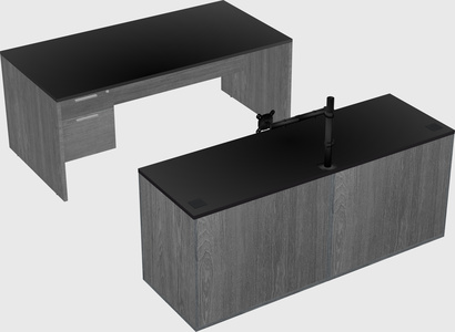 Parallel desk with credenza