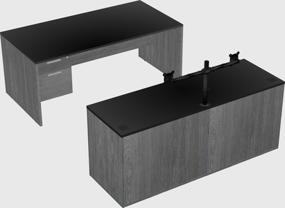 Parallel desk with credenza