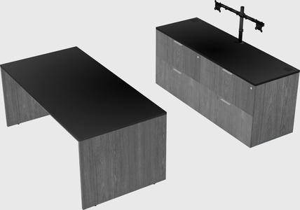 Parallel desk with credenza