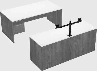 Parallel desk with credenza