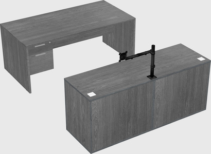 Parallel desk with credenza