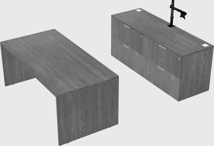 Parallel desk with credenza