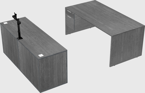 Parallel desk with credenza